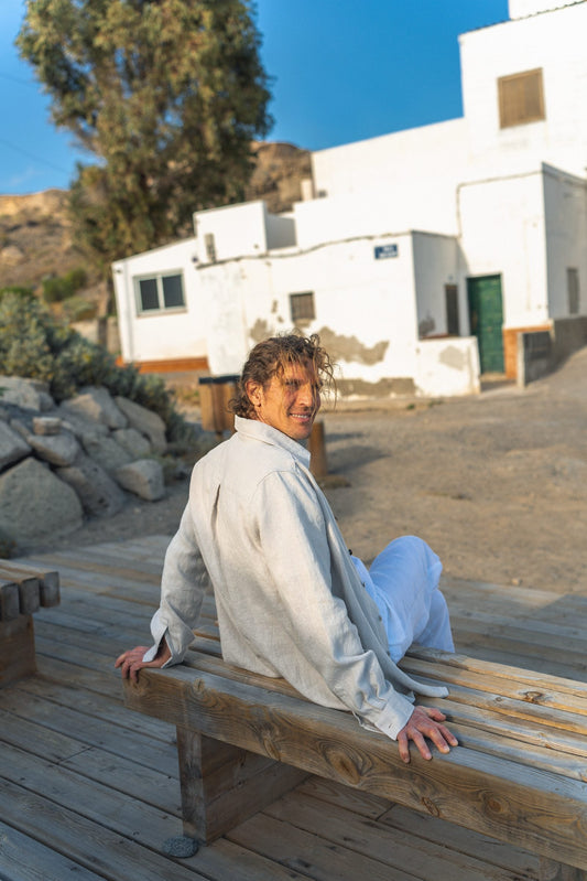 Thick linen: Long-Sleeve Classic Linen Shirt / Summer Jacket for Men Sewing Fiesta