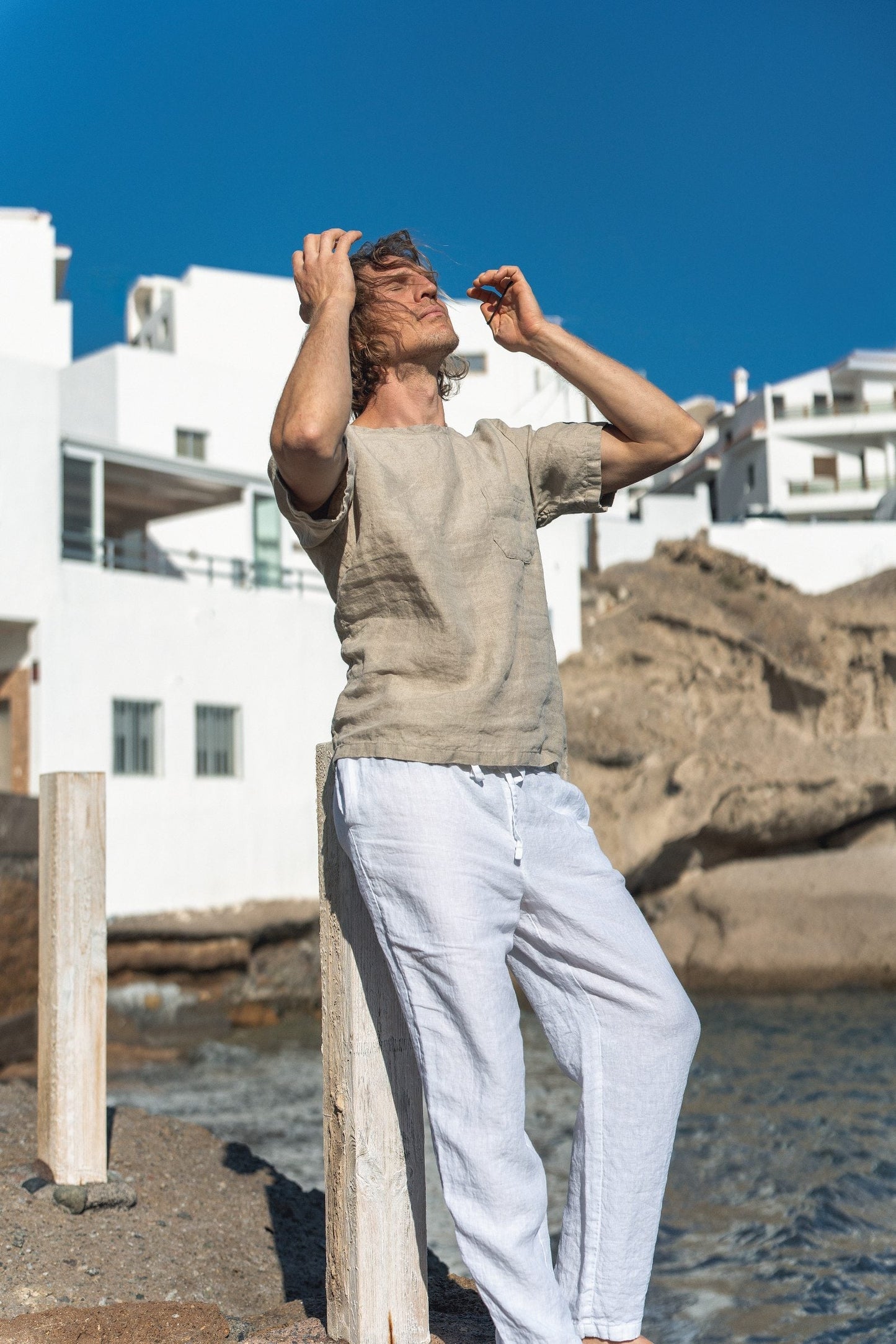 Men's Natural Linen and White Pants - Your Summer Wardrobe Staple Sewing Fiesta
