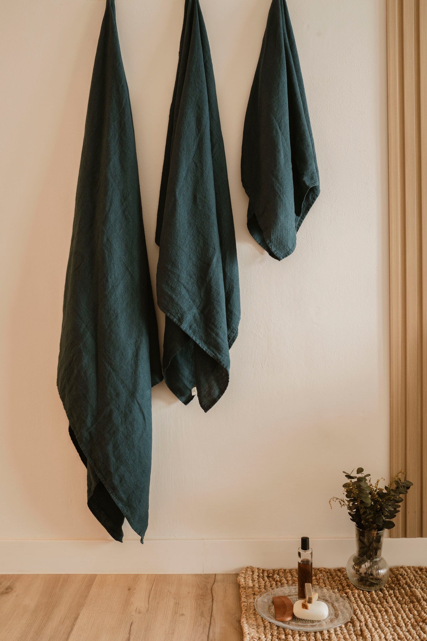 NEW COLOUR! Linen Travel Towels in Deep Ocean Green – Compact, Quick-Dry & Elegant Sewing Fiesta