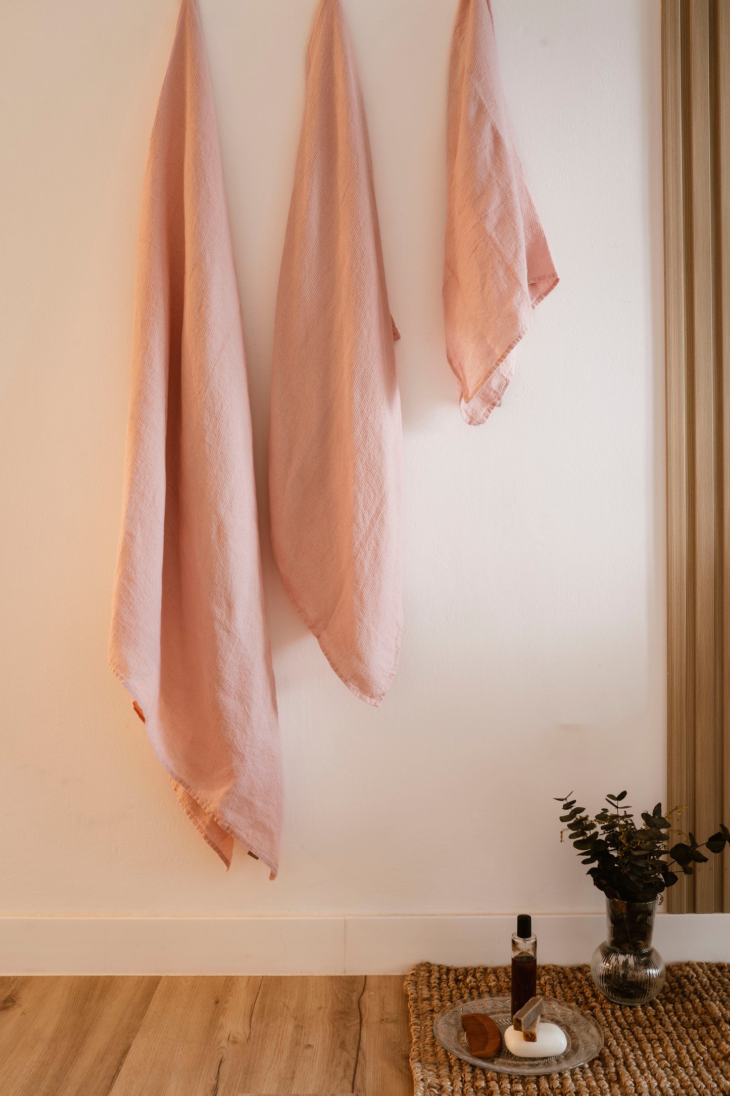 NEW COLOUR! Linen Waffle Travel Towel – Lightweight, Soft & Quick-Drying – Blush Pink / Dusty Rose Sewing Fiesta
