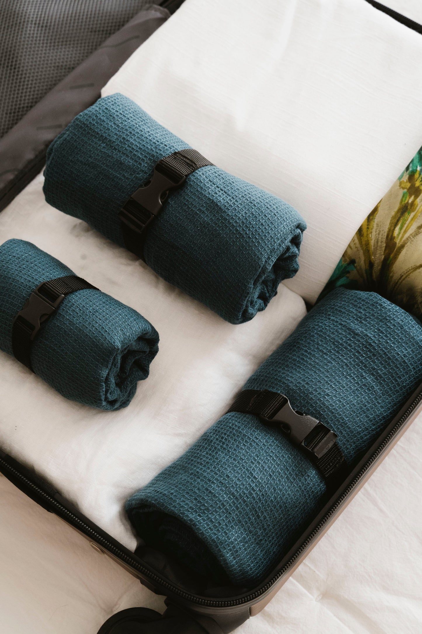 NEW COLOUR! Linen Travel Towels in Deep Ocean Green – Compact, Quick-Dry & Elegant Sewing Fiesta