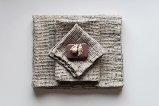 Linen Bath Towels Set Blue Sewing Fiesta