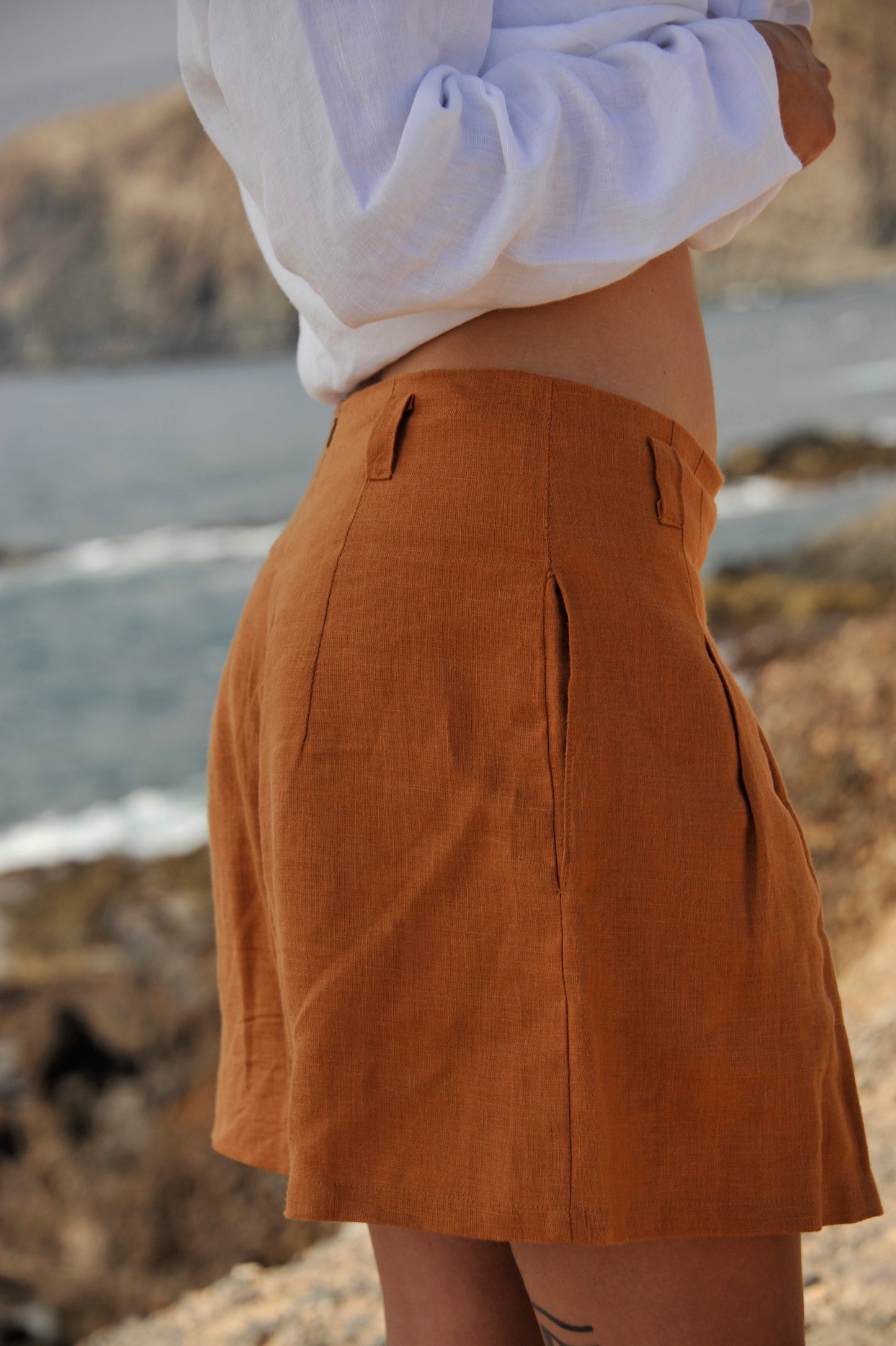 Linen Woman Shorts Skirt