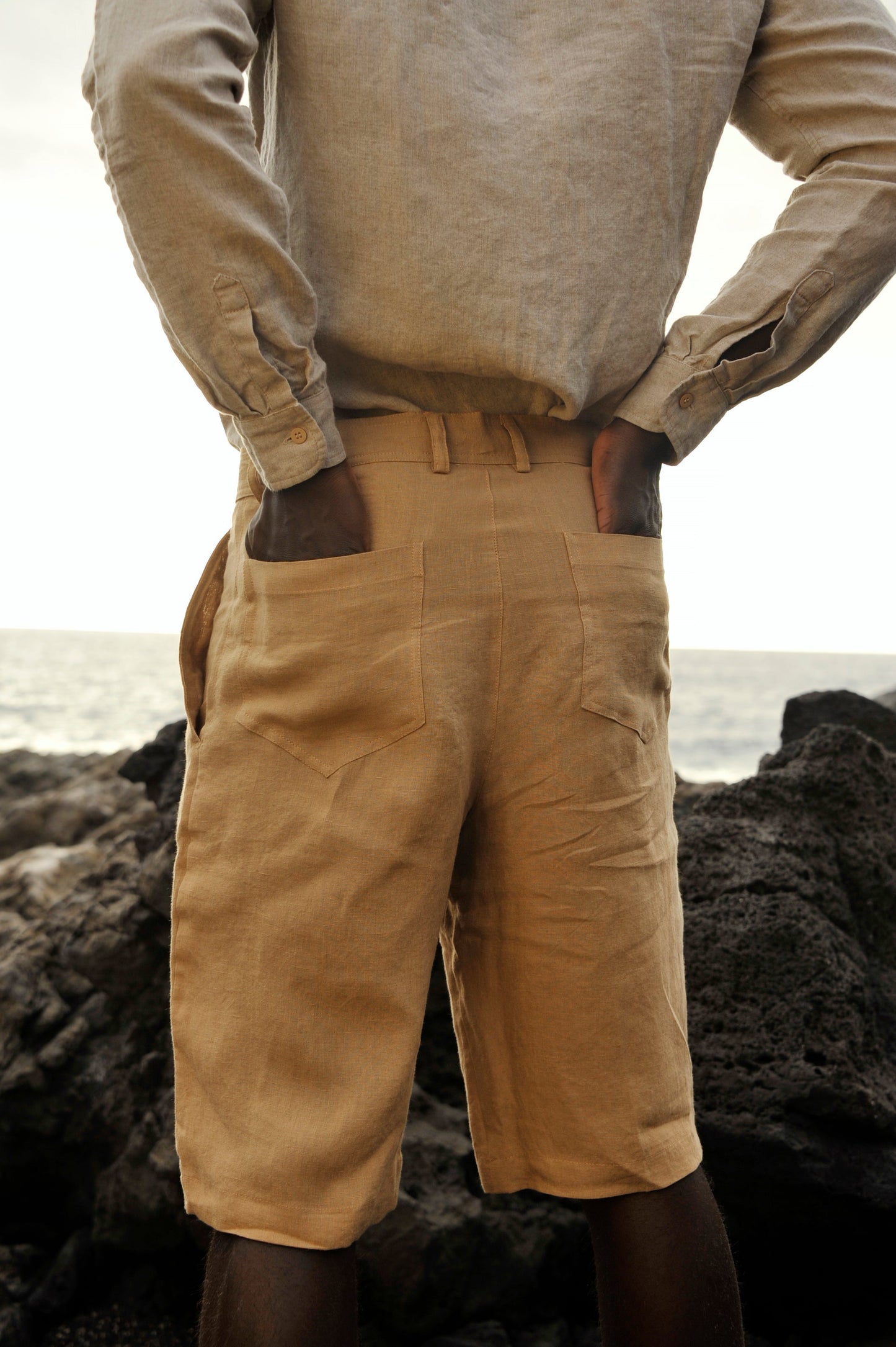 Men's Linen Shorts with Pockets Sewing Fiesta