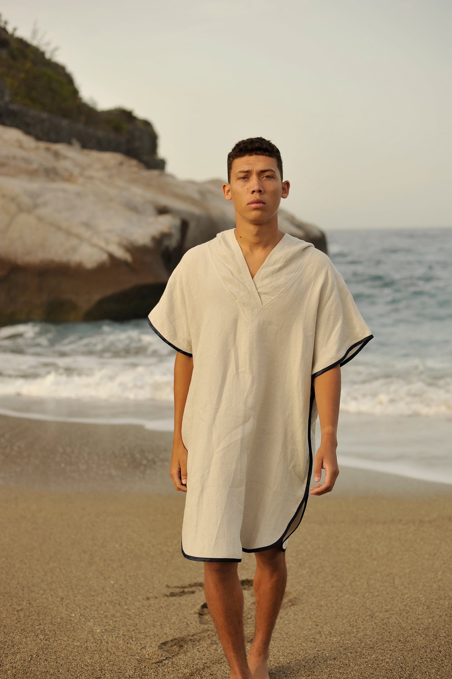 Linen Small Waffle Beach Poncho