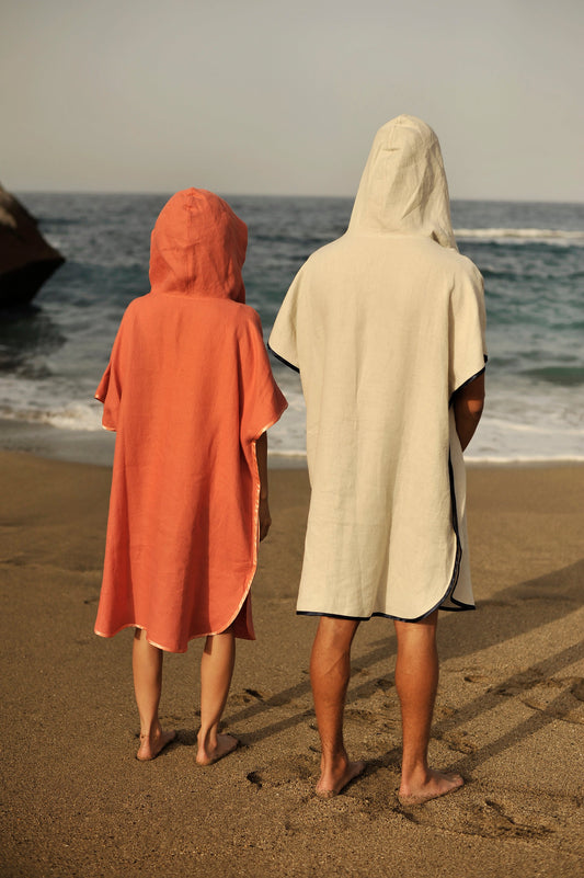 Linen Small Waffle Wave Beach Poncho Sewing Fiesta