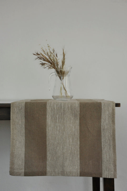 Natural Linen Striped Table Runner Sewing Fiesta