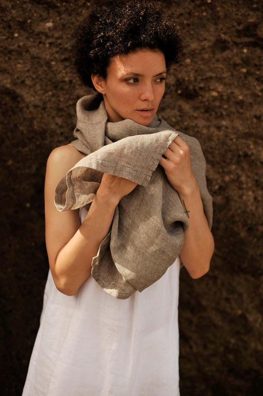Gray Linen Scarf & Shawl Sewing Fiesta