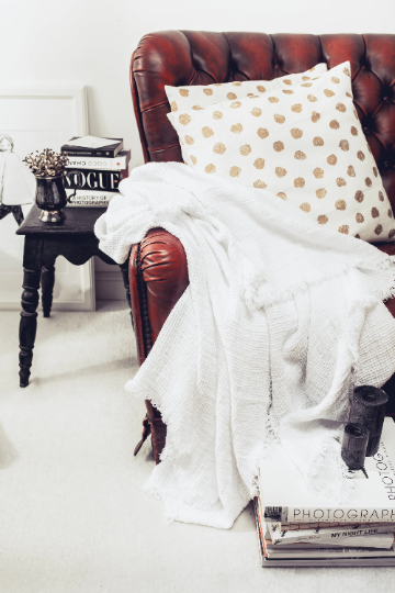 Linen Waffle Wave Blanket White Sewing Fiesta