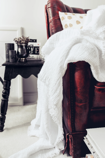 Linen Waffle Wave Blanket White Sewing Fiesta