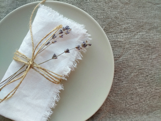 Linen Napkins White with Fringes Sewing Fiesta