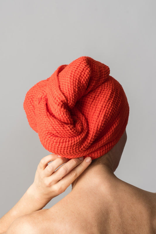 Linen Waffle Hair Towel Orange Sewing Fiesta