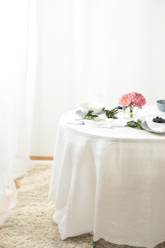 Linen tablecloth white Sewing Fiesta