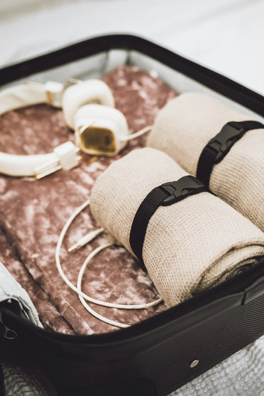 Linen Travel Towel Small Waffle Wave Natural linen Sewing Fiesta