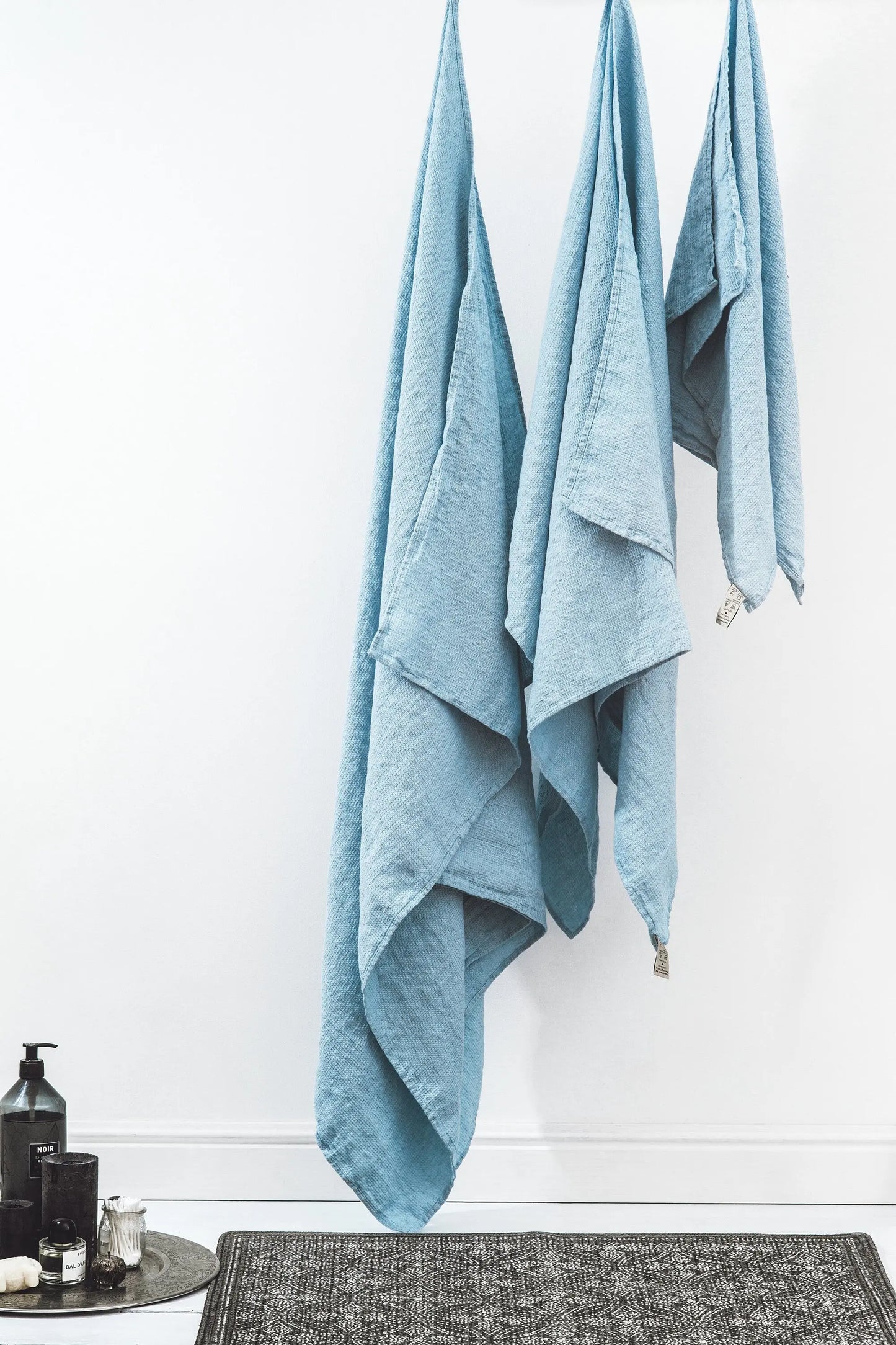 Linen Waffle Travel Towel Light blue Sewing Fiesta