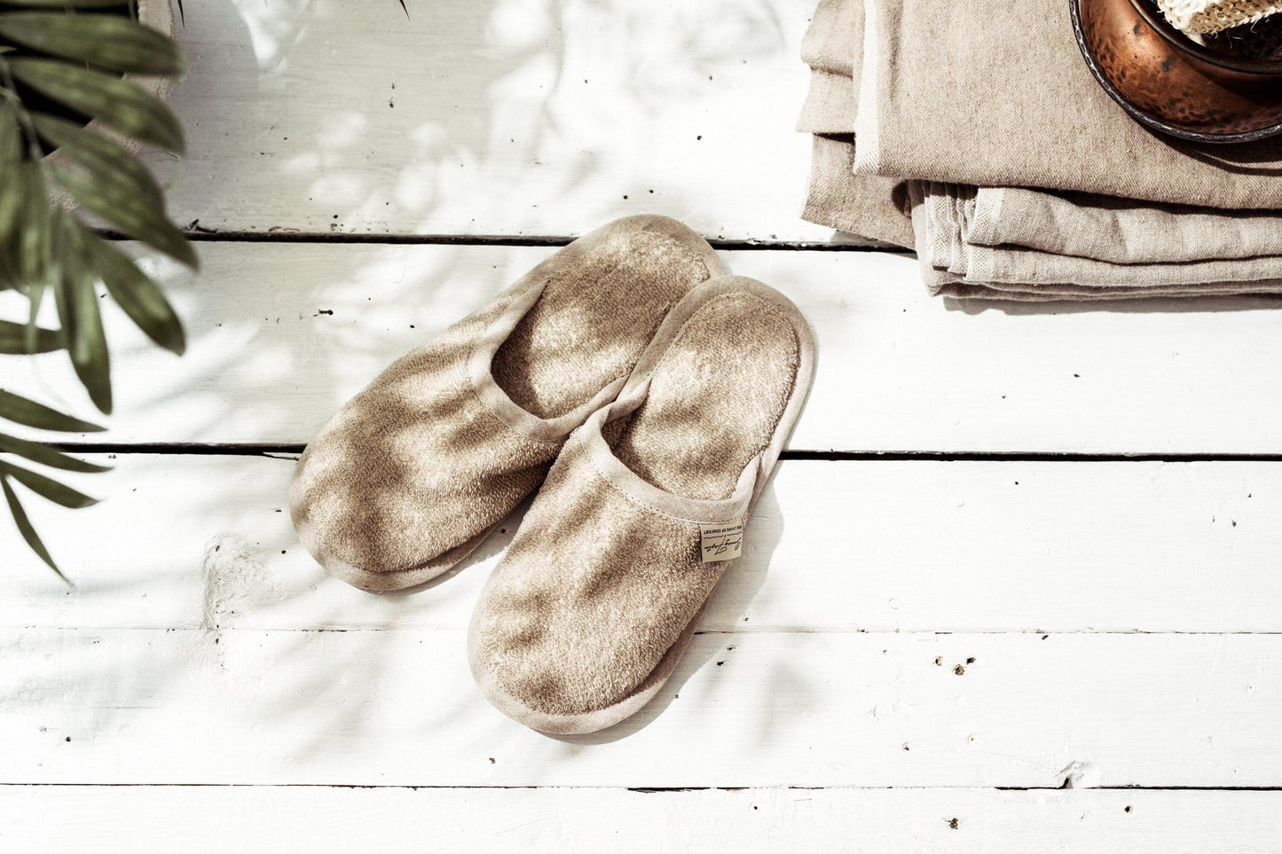Linen slippers Natural linen Rough Sewing Fiesta