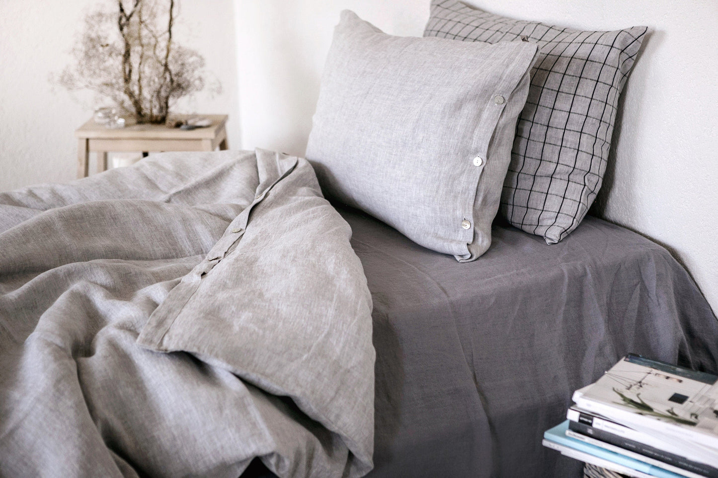 Linen duvet cover Grey Sewing Fiesta