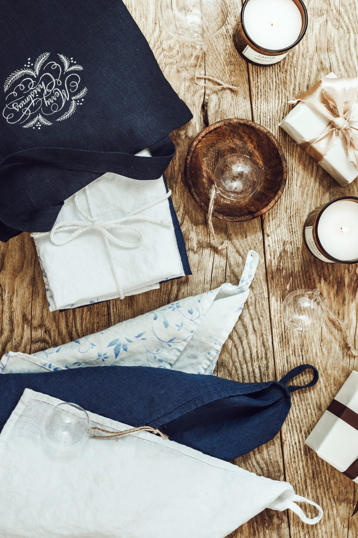 Perfect little gift - Set of 3 linen tea/dish/kitchen towels Sewing Fiesta