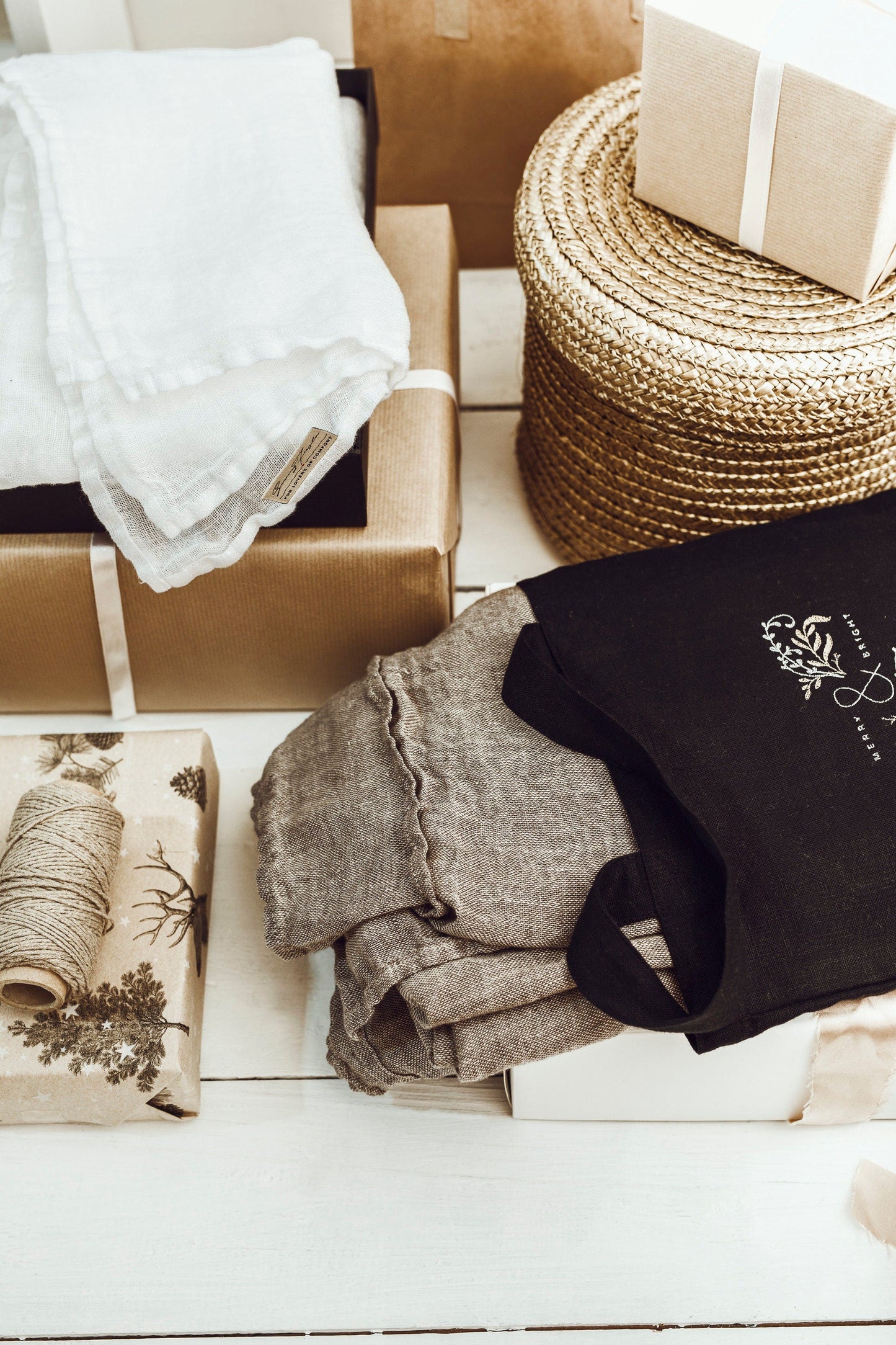 Linen Scarf White Sewing Fiesta