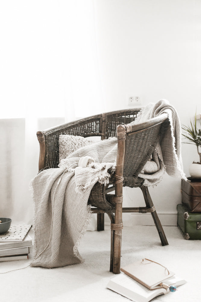 Linen Waffle Blanket Natural Linen