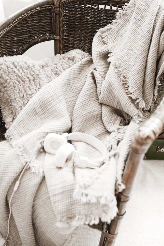 Linen Waffle Blanket Natural Linen
