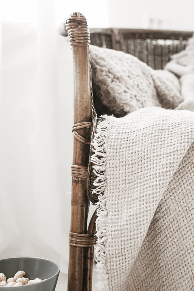 Linen Waffle Blanket Natural Linen