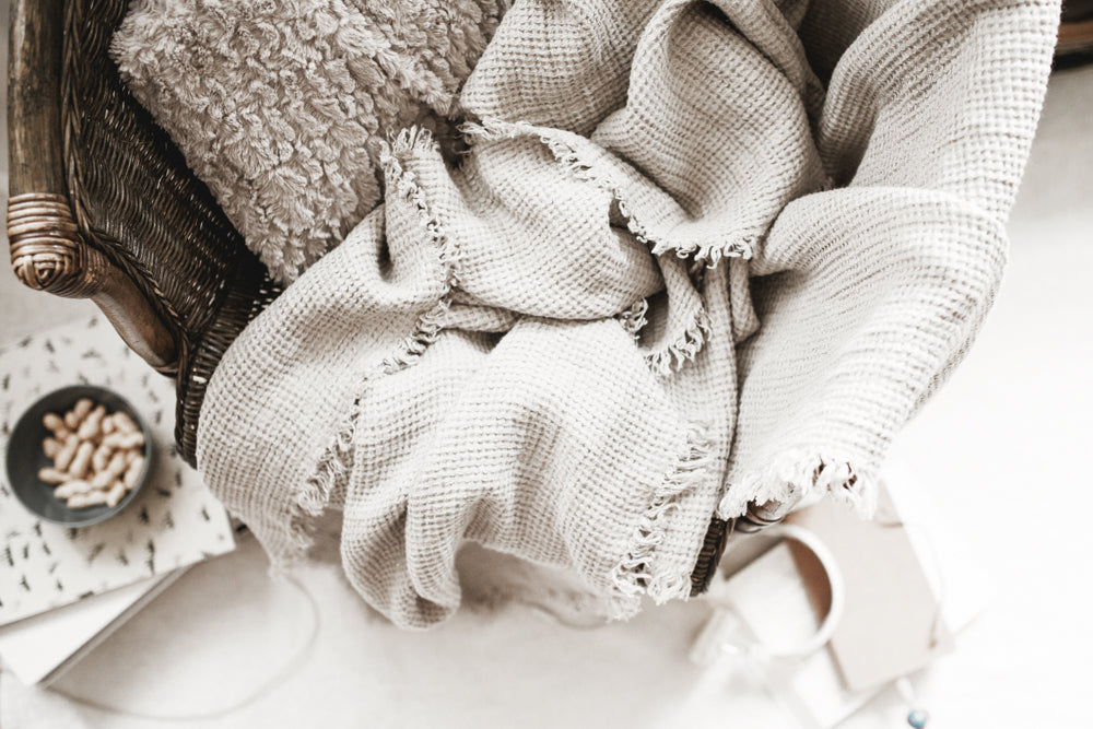 Linen Waffle Blanket Natural Linen
