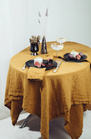 Linen tablecloth mustard (42 colors) Sewing Fiesta
