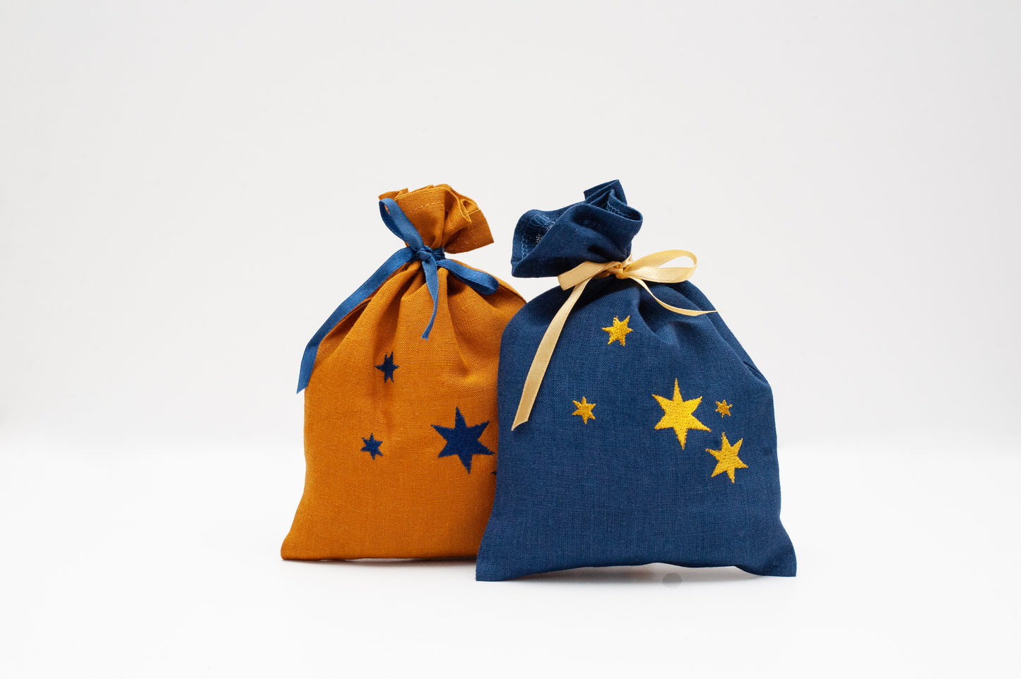 Christmas Embroidered Gift Bags mustard color