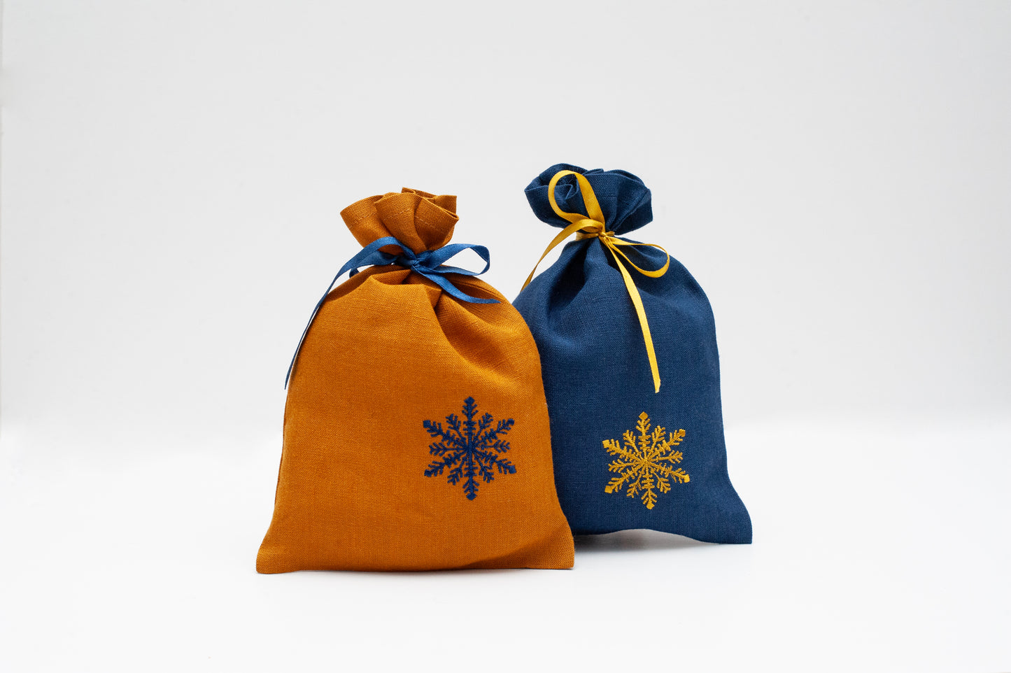 Christmas Embroidered Gift Bags navy blue color