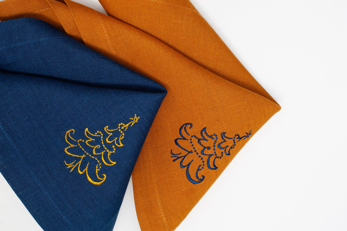 Linen Christmas Napkins with Elegant Embroidery