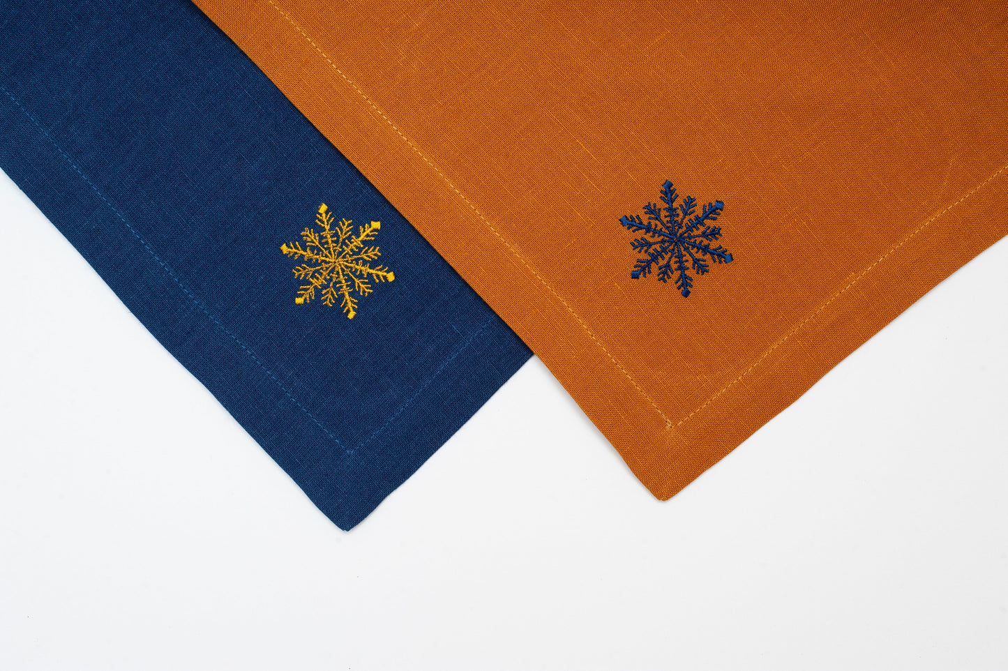 Linen Christmas Napkins with Elegant Embroidery