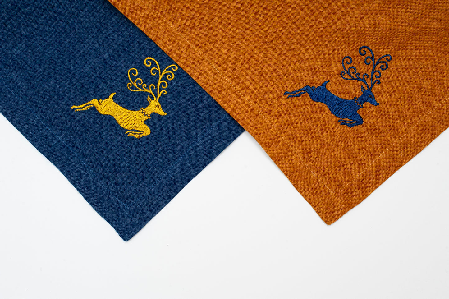 Linen Christmas Napkins with Elegant Embroidery
