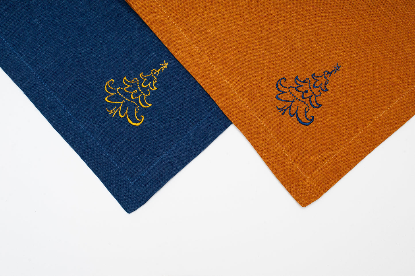 Linen Christmas Napkins with Elegant Embroidery