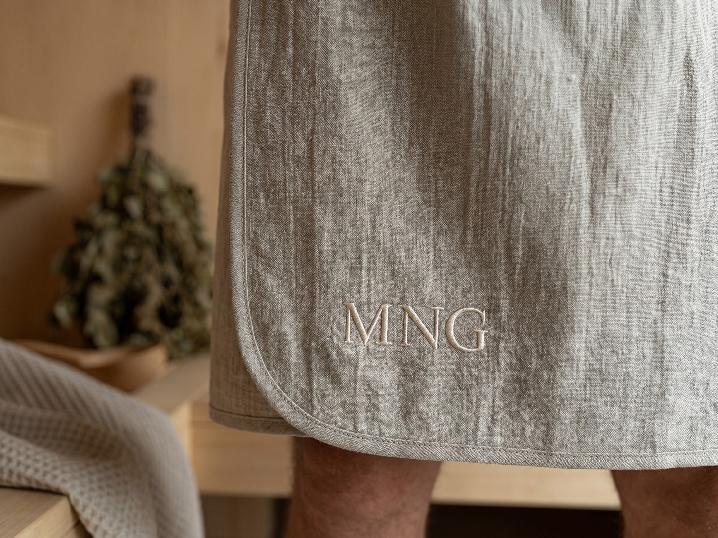 Men’s Linen Sauna Skirt – Personalized with Custom Embroidery