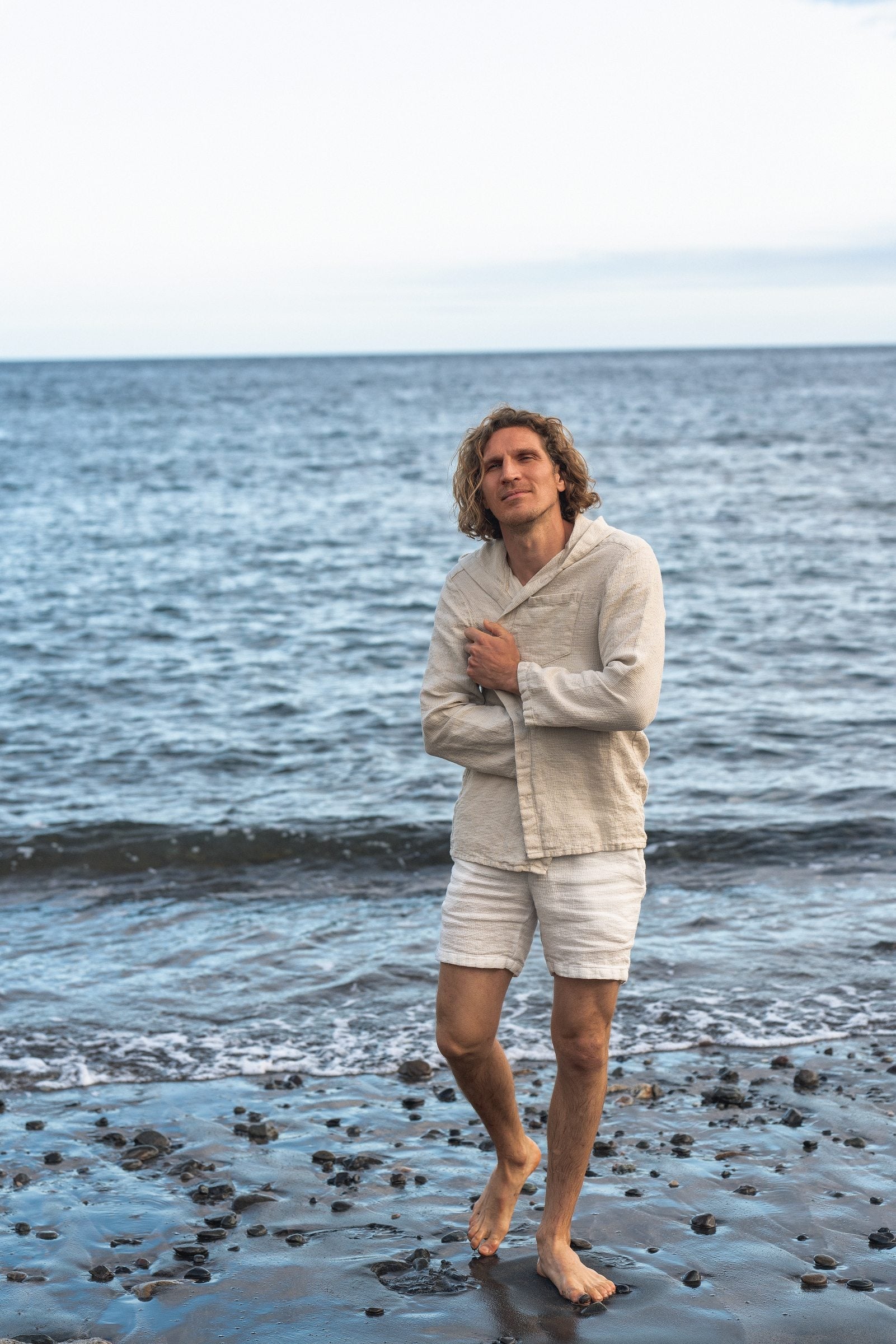 Men's Small Waffle Weave Linen Shorts for Summer Adventures Sewing Fiesta