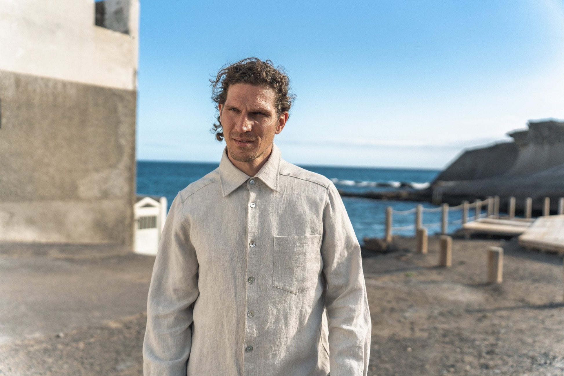 Thick linen: Long-Sleeve Classic Linen Shirt / Summer Jacket for Men Sewing Fiesta
