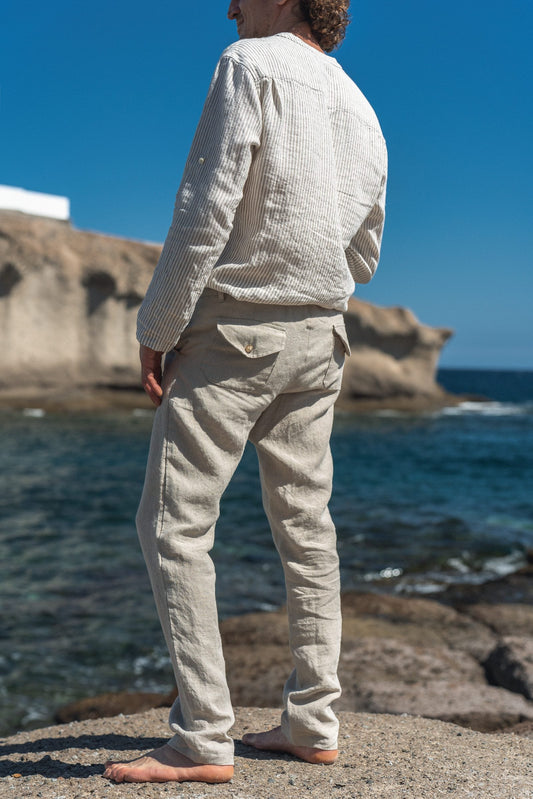 Men's Natural Linen Pants with Versatile Pockets for Every Occasion