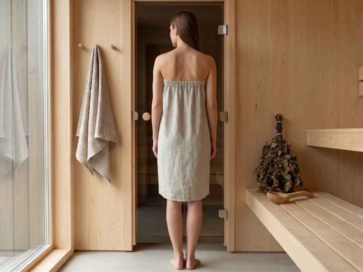Women’s Linen Sauna Skirt – Personalized with Custom Embroidery