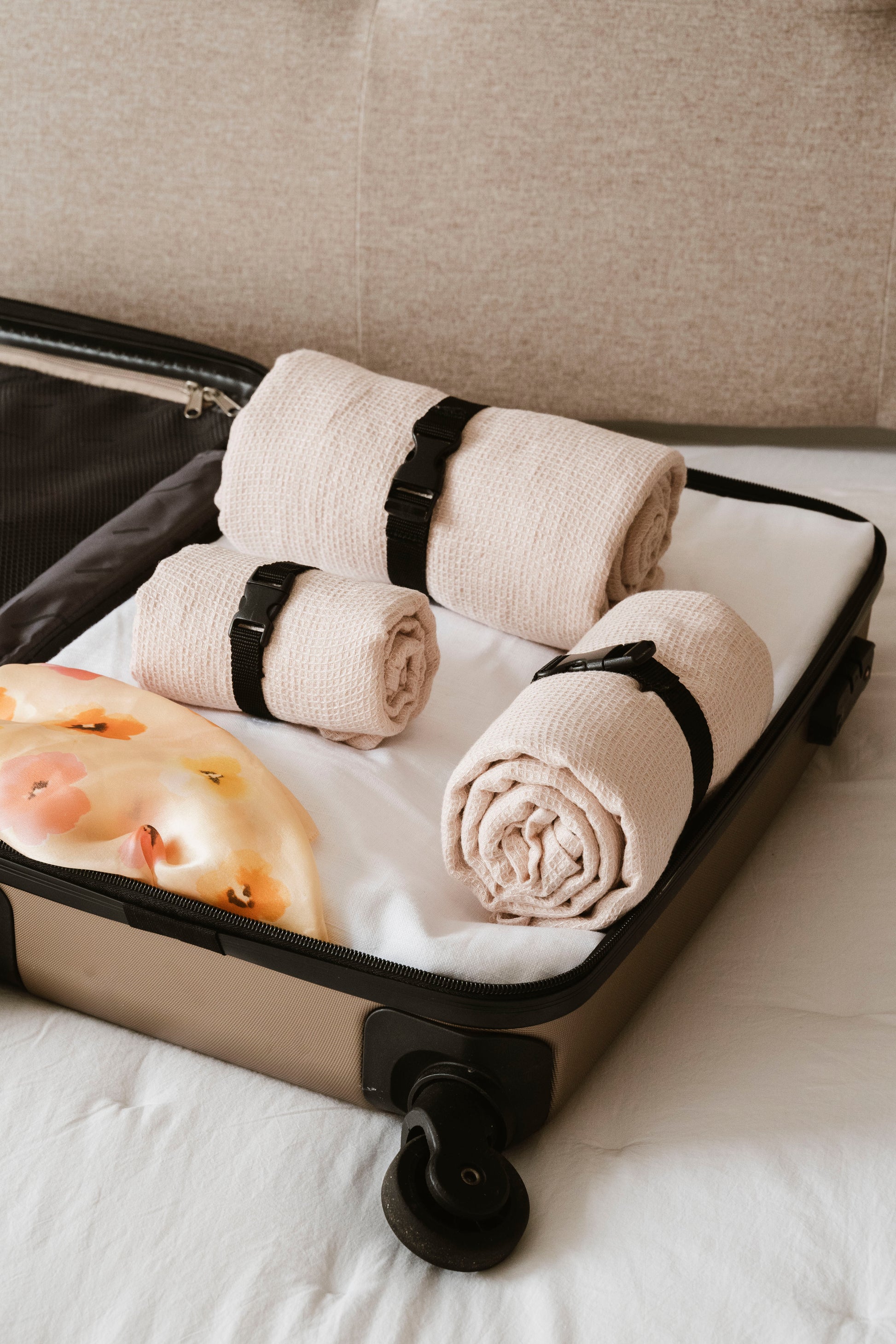 NEW! Linen Waffle Travel Towel - Warm Beige, Sand & Cream Sewing Fiesta
