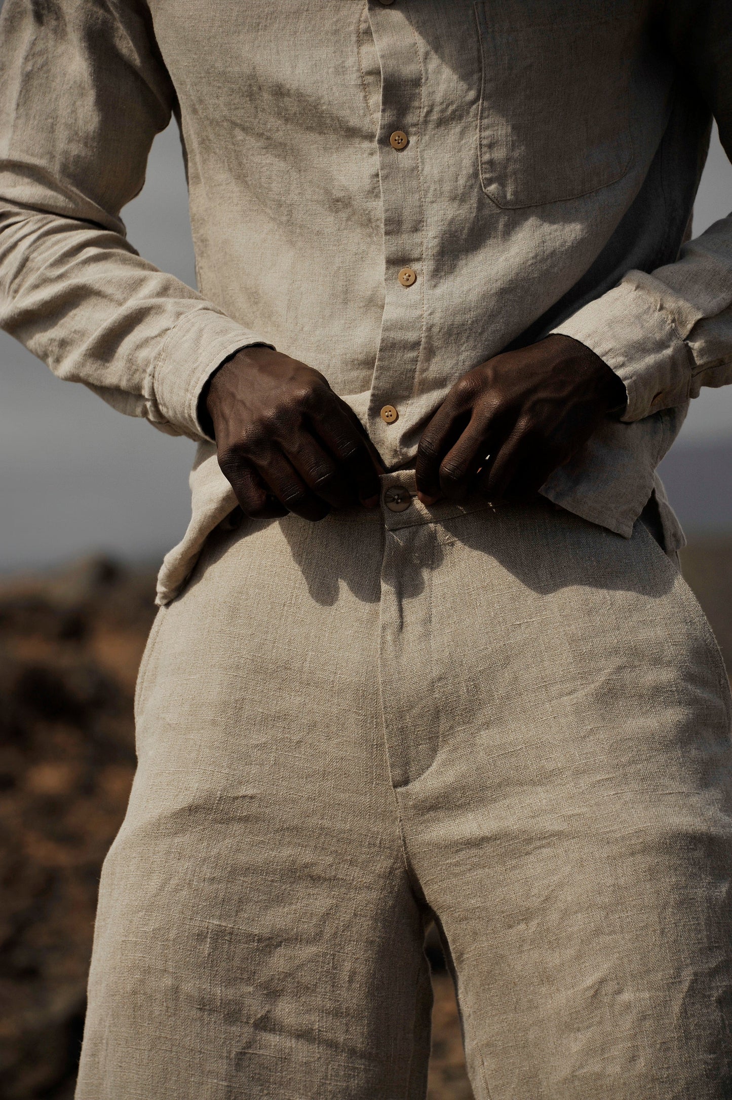 Men's Linen Shorts with Pockets