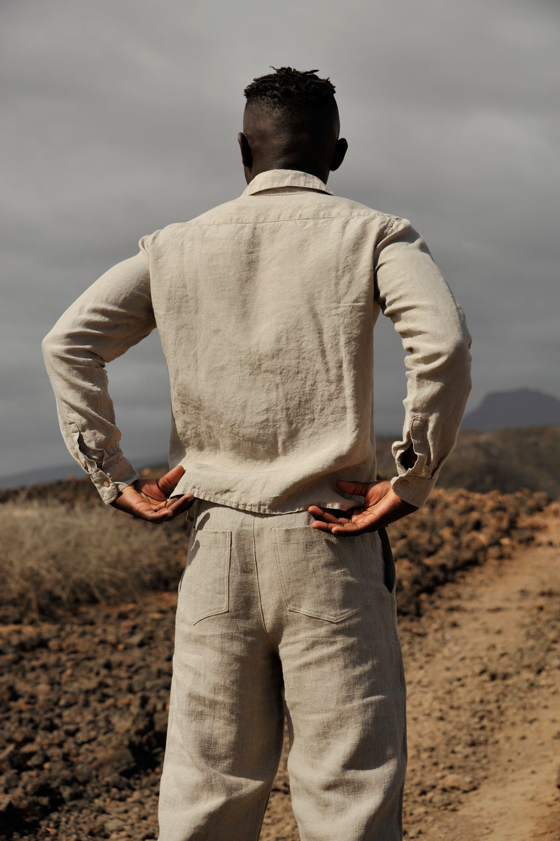 Long Sleeve Natural Linen Man Shirt Sewing Fiesta