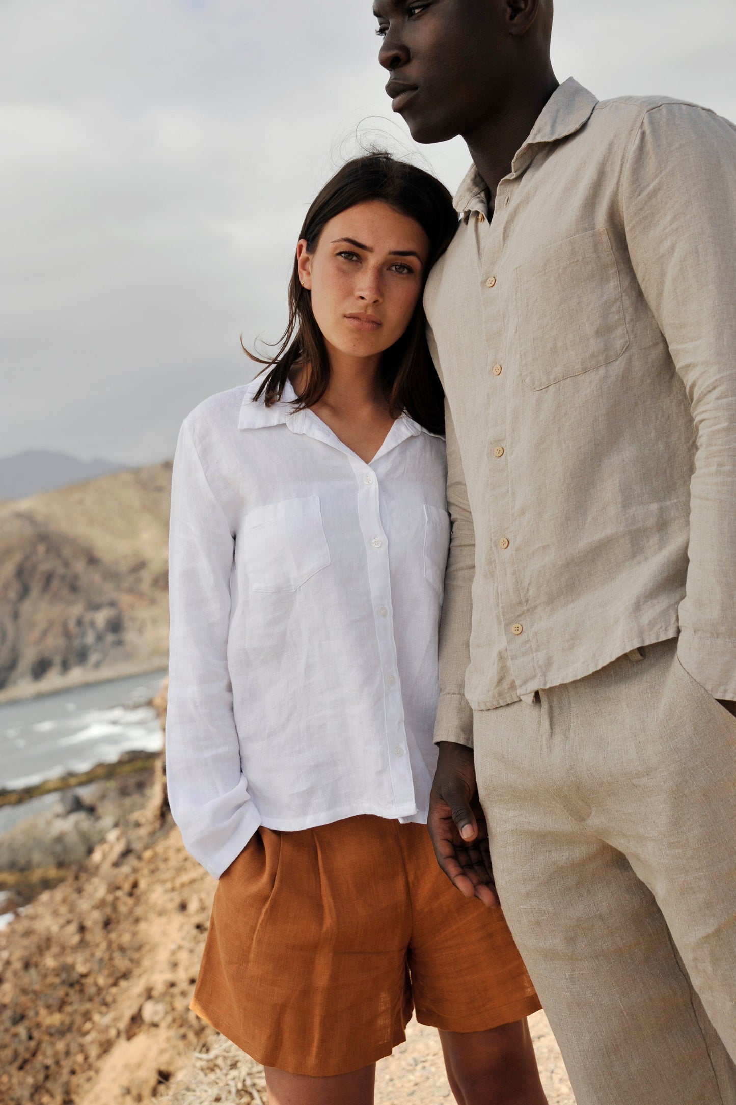 Long Sleeve Natural Linen Man Shirt Sewing Fiesta