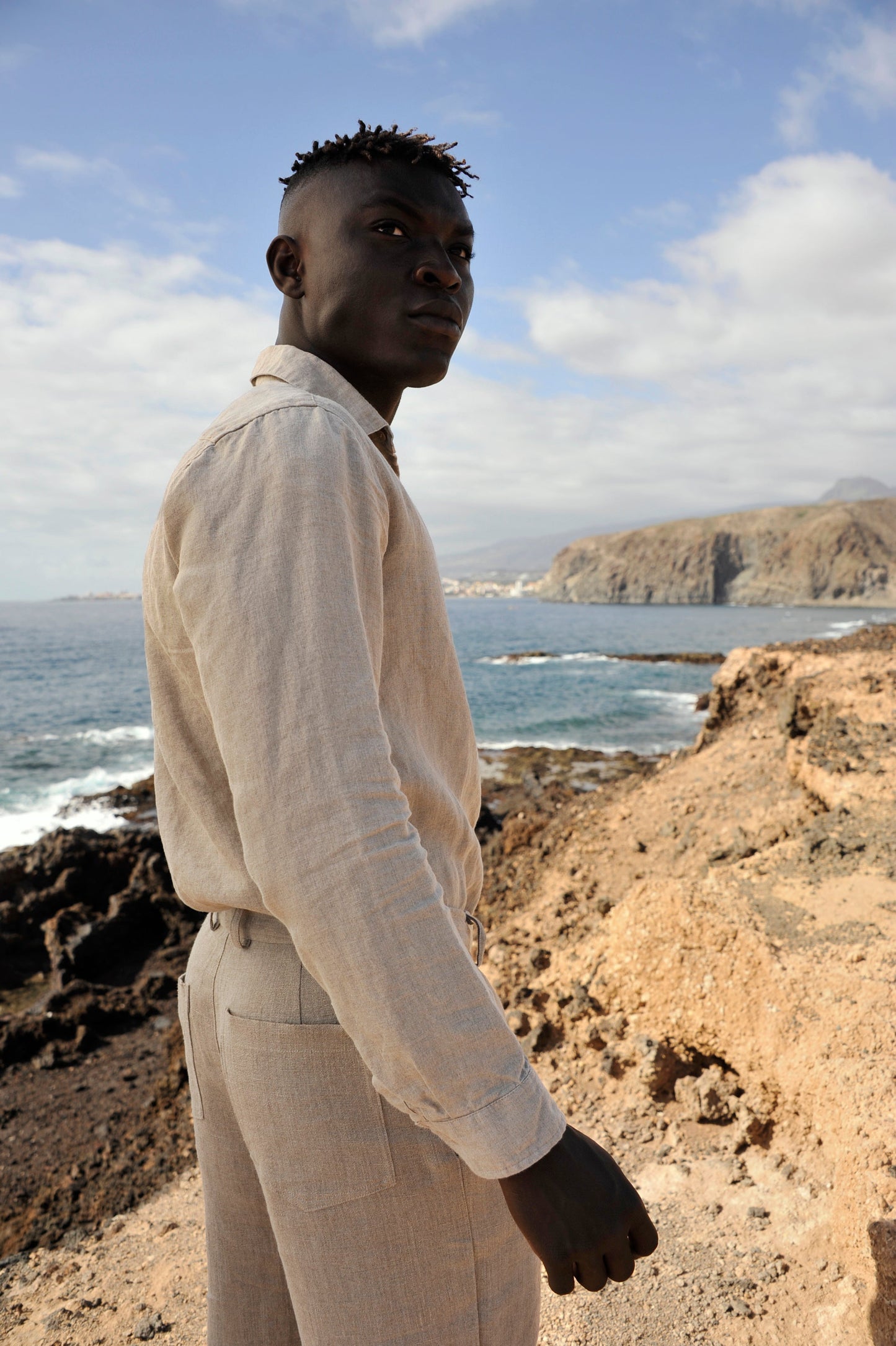 Long Sleeve Natural Linen Man Shirt Sewing Fiesta