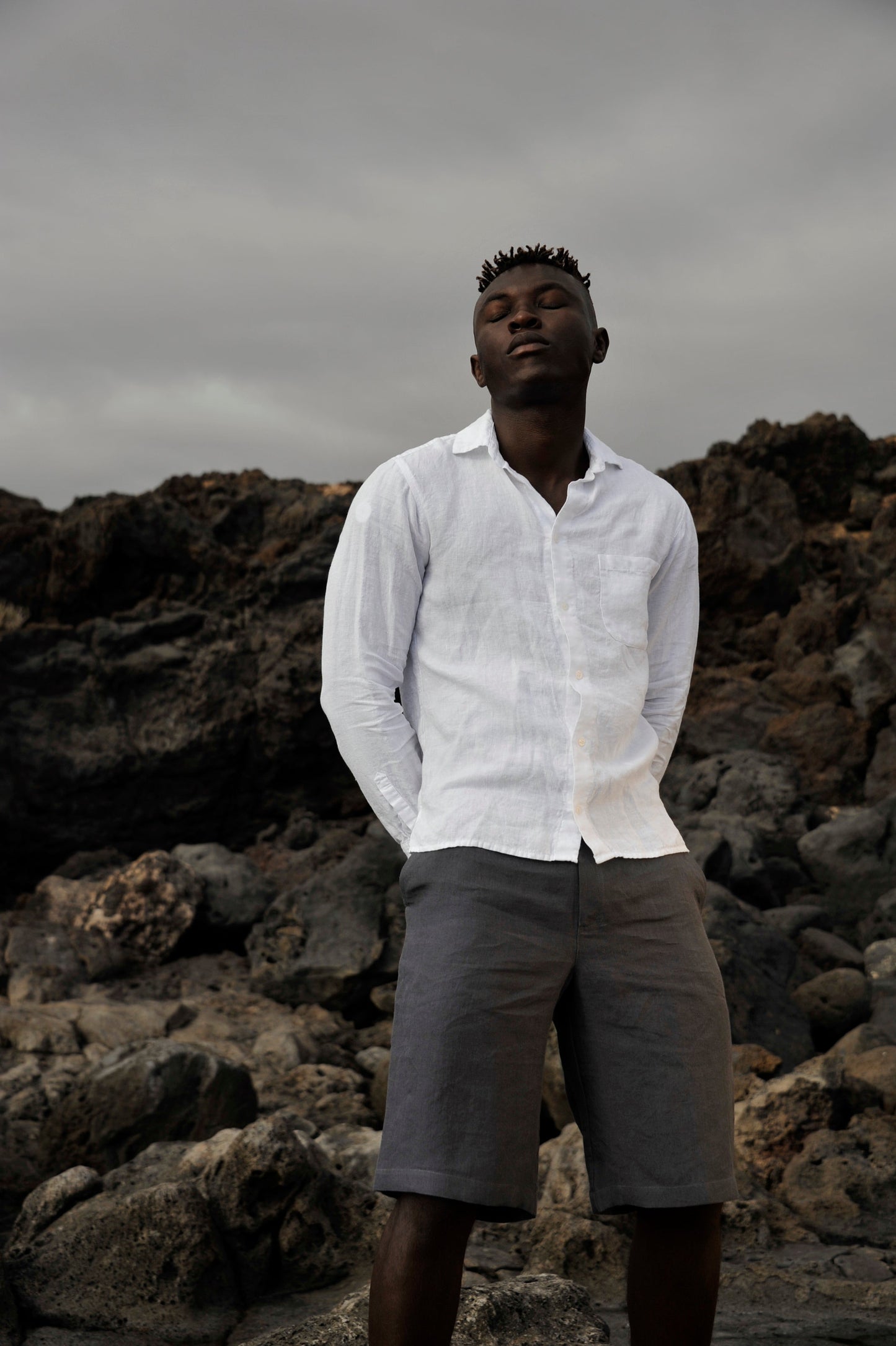 Long Sleeve White Linen Man Shirt