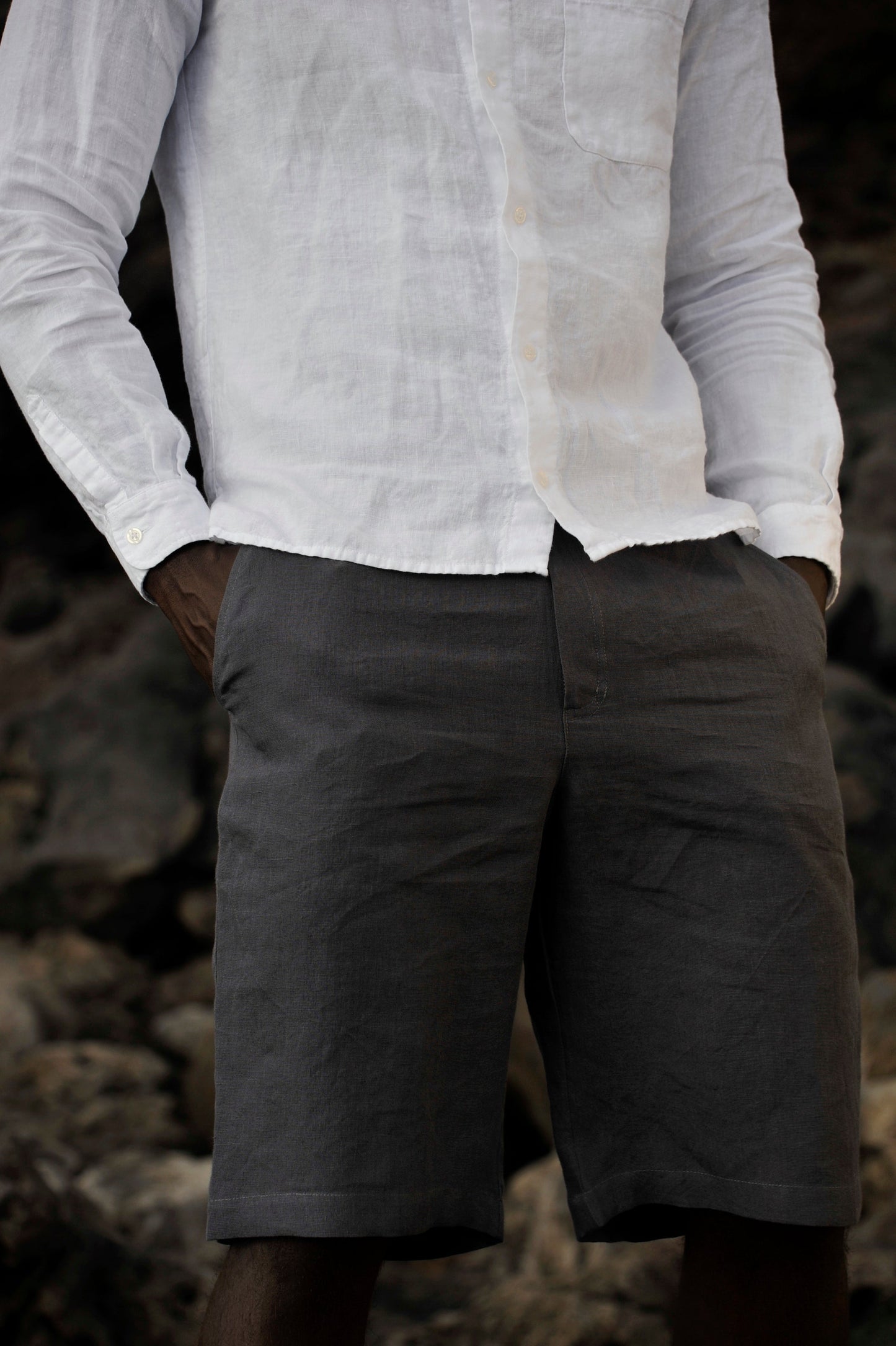 Men's Linen Shorts with Pockets
