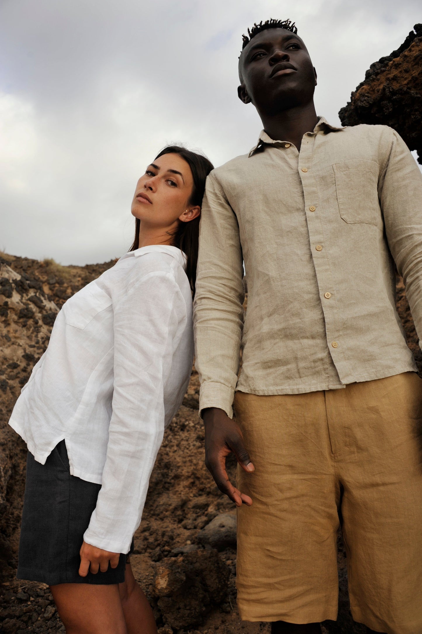 Long Sleeve Natural Linen Man Shirt Sewing Fiesta