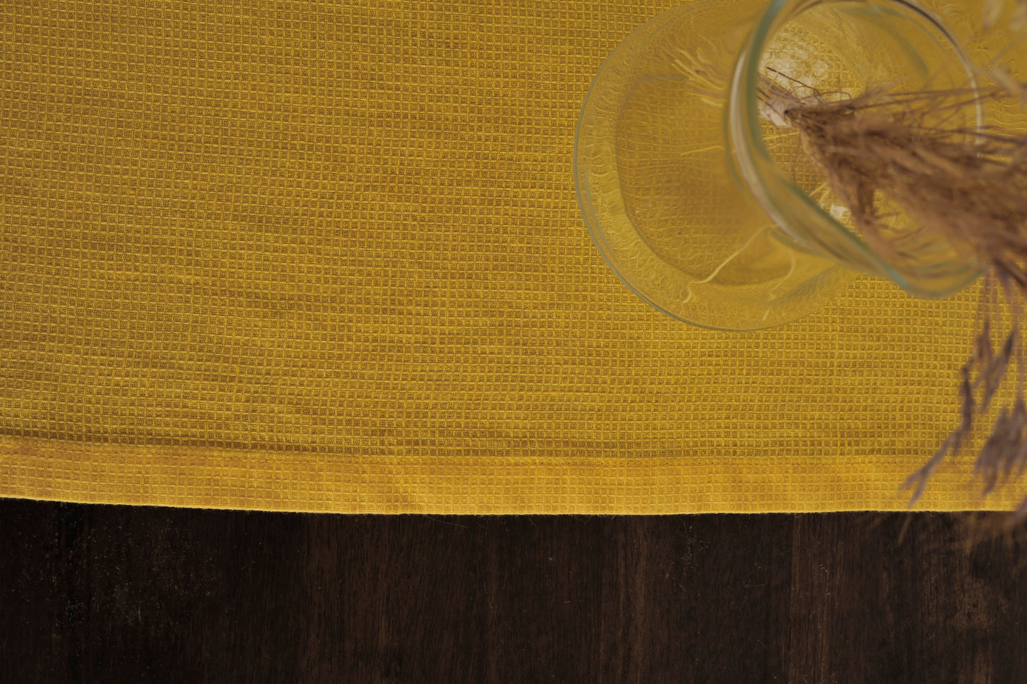 Linen Table Runner Small Waffle Wave Blue