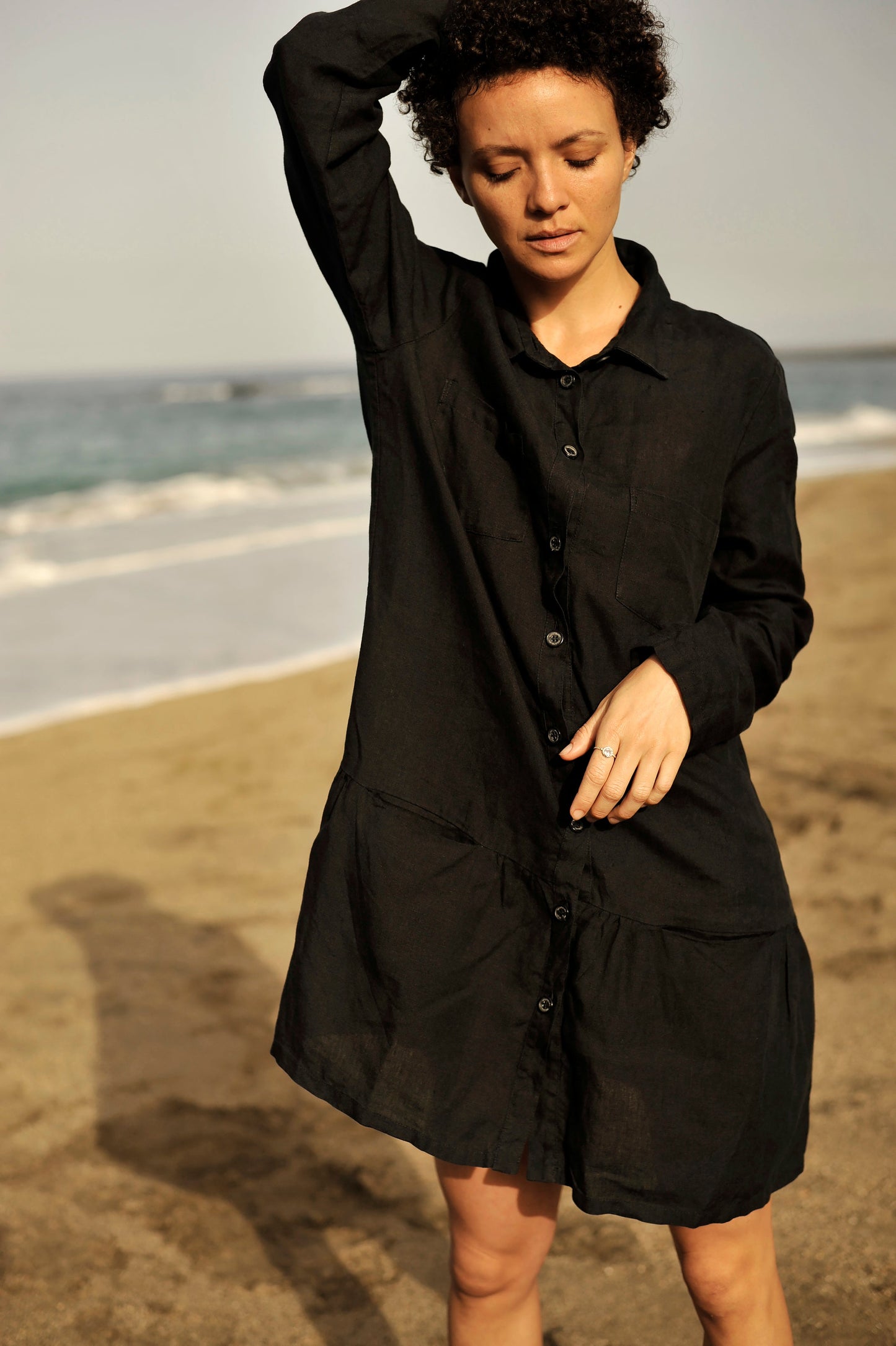 Long Sleeve Linen Shirt / Dress - 40 Colors