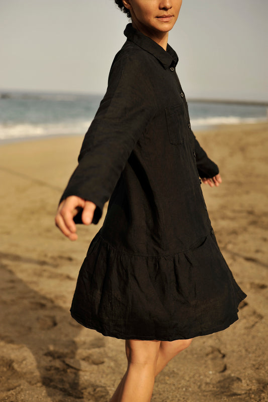 Long Sleeve Linen Shirt / Dress - 40 Colors